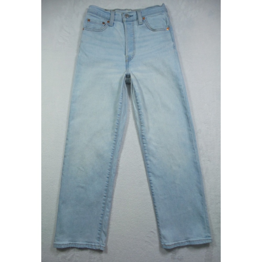 Levis Jeans Womens Size 25 Blue Denim Ribcage Straight Ankle High Rise Stretch